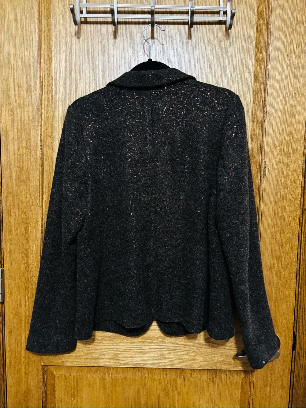 Vintage J. Jill Brown Sequin Blazer Jacket Subtle Shimmer Textured Size L - Picture 3 of 3